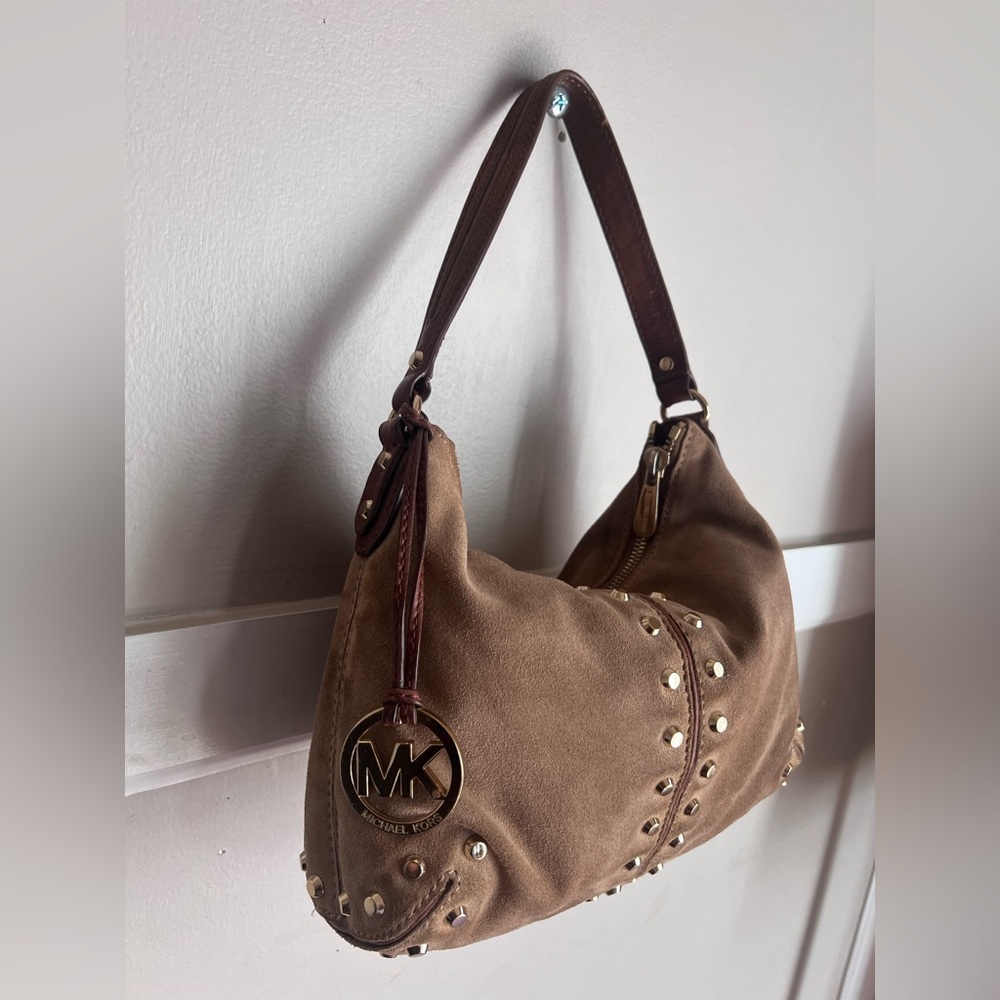 Michael Kors Tan Suede Hobo Bag with Studs - Picture 4 of 5